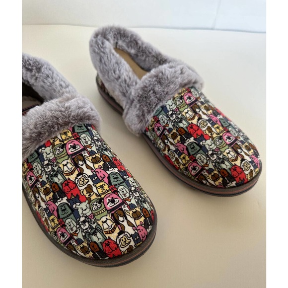Skechers BOBS Too Cozy Snuggle Rovers Slipper Shoes Dog Print Faux Fur Women's 9 - Picture 6 of 10